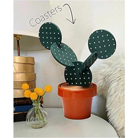Ensemble de 6 sous-verres cactus, sous-verres originaux, cadeau cactus avec porte-pot de fleurs, pour la maison, le bureau ou la décoration de bar (1/5)