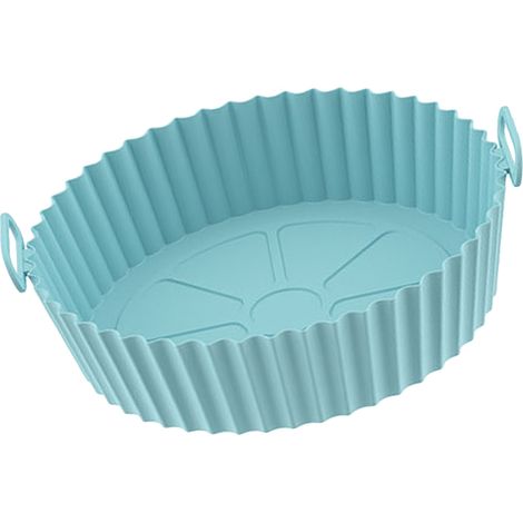 Nouveau tapis de cuisson rond en silicone épais pour friteuses à air, adapté à la cuisson au four, pliable, rond, bleu-vert. (1/5)
