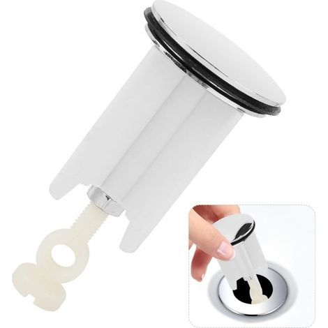 Bathroom Sink Plug 40mm Universal Chrome Sink Drain Plug Eccentric Bathtub Drain Plug Sink Plug for Bathroom Sink, Bidet, Kitchen, Height Adjustable Brass, 1 Piece (1/5)