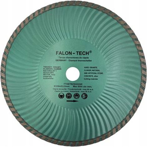 Disque diamant segmenté FALON-TECH 230 x 22,23 mm pour béton et pierre