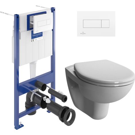 Pack WC Bâti-support Villeroy & Boch Viconnect + WC Vitra Normus + Abattant softclose + Plaque blanche