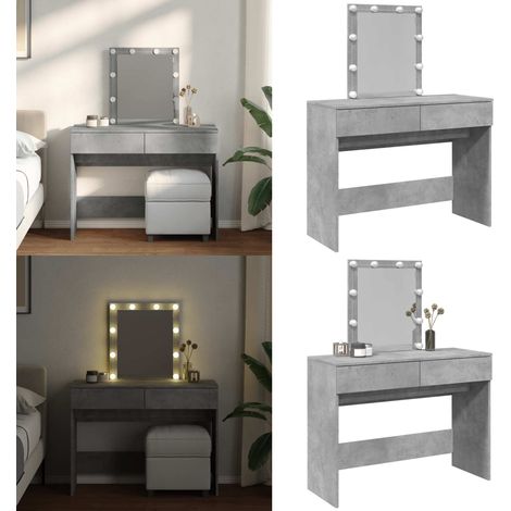 Coiffeuse avec LED gris béton 100x40x130 cm - Coiffeuse - Meuble De Salle De Bain - Vanity - Table De Maquillage - Miroir Lumineux - Home & Living (1/5)