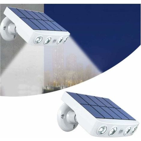 Projecteur Solaire Extérieur avec Détecteur de Mouvement - Étanche - LED pour Jardin, Allée, Rue (Blanc, Lumière Blanche)