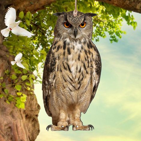 Eulen-Vogelscheuchen-Anhänger, Taubenabwehr, Eulenstiel zur Vogelabwehr, natürliche Vogelabwehrmittel für Gärten, Hälse, Damen (1/5)