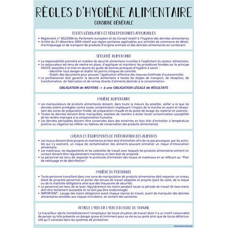 RÈGLES D'HYGIÈNE ALIMENTAIRE. PANNEAU HYGIÈNE ALIMENTAIRE. NORMES SANITAIRES. CONSIGNES D'HYGIÈNE ALIMENTAIRE. AFFICHE HYGIÈNE ALIMENTAIRE. - Aluminium 2 mm - 210 x 300 mm (1/5)