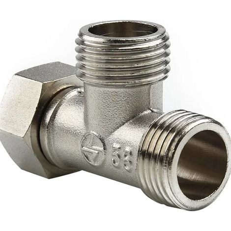 Robinet inverseur de toilette, adaptateur en T en cuivre G1/2", robinet en T pour douchette de bidet, raccord 4 points, tuyau d'eau en cuivre à trois voies