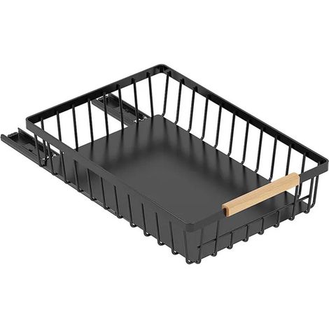 Panier de rangement coulissant noir - Sous l'évier - 28 x 9,8 x 39,5 cm - 1 pièce - Solution cuisine noire (1/5)