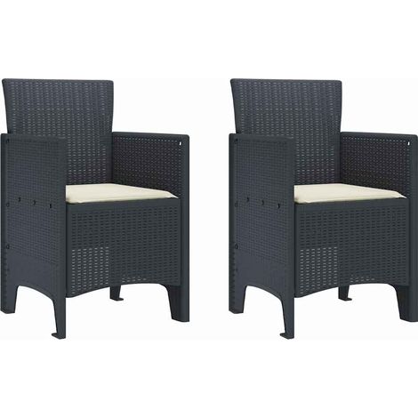 Lot de 2 Chaise de jardin,Chaise d'extérieur Anthracite 53 x 49 x 85 cm PP CFW7132034 (1/5)