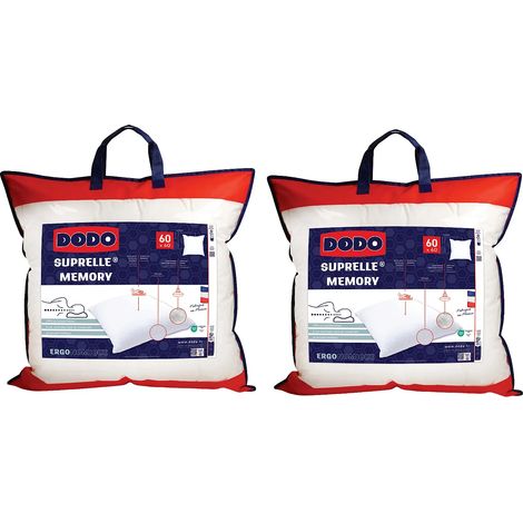 Lotto di 2 guanciali DODO ergonomici memory foam - 1060g/m² - 60x60cm - CERVEA