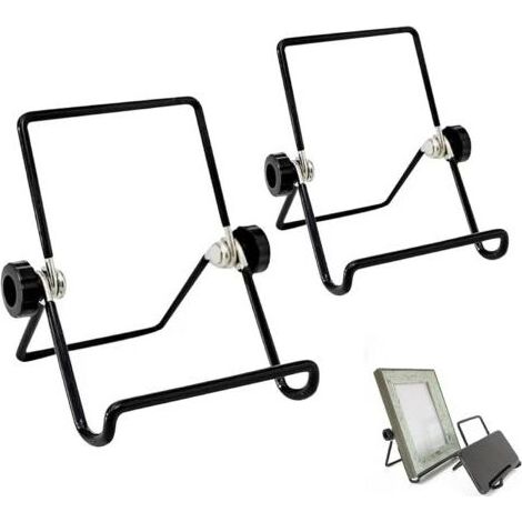 2 PCS Pliable Stand Support Photo Cadre Porte Assiette Decorative Chevalet Tablette Pliable Réglable Petit Chevalet Assiette Support de Présentoirs en Métal pour Photos Livres Assiettes Albums (1/4)