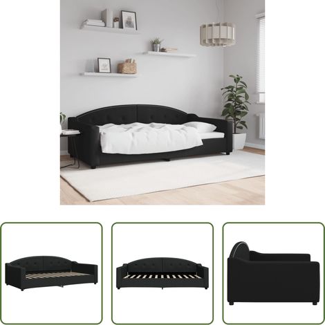 vidaXL Canapé - Lit de repos sans matelas noir 100x200 cm tissu (1/5)