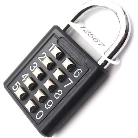 10-Digit Combination Padlock, Waterproof Metal - Black Anti-Theft Button Lock (1/5)
