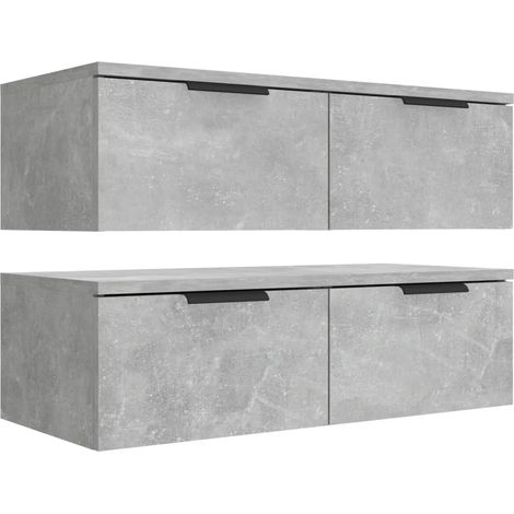 Lot de 2 Armoires murales Salon,Meuble bas de Rangement,Meuble TV Gris béton 68x30x20 cm Bois d'ingénierie -52566 (1/5)