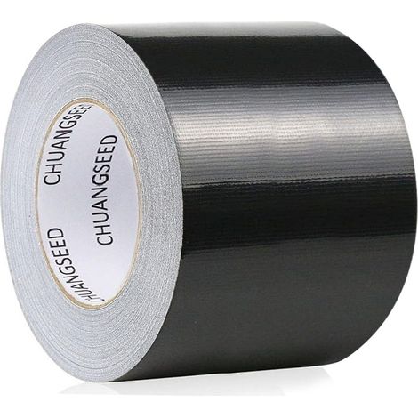 Lot de 1 rouleau de ruban adhésif blindé extra résistant en tissu - 50 m x 75 mm - Ruban de réparation imperméable pour l'intérieur et l'extérieur - Noir (1/5)