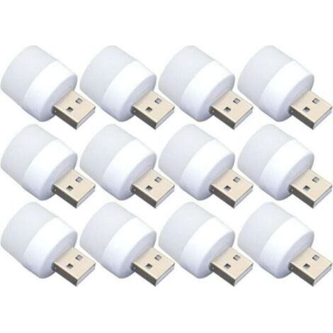 Mini Lumière de Nuit USB - 12pcs Plug-in Bulbes, Lumière blanc Portable pour Toilette, Cuisine, Couloir - Idéal pour Les Enfants