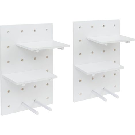 Set di 2 pannelli multiuso da parete HHG-717, cucina studio mensola, personalizzabile su 4 livelli 60x40cm, bianco