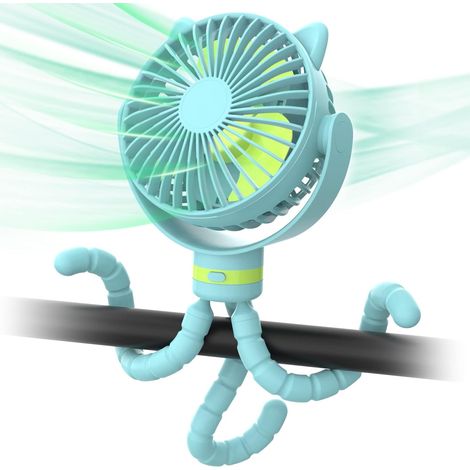 Ventilatore per passeggino, ventilatore portatile, ventilatore da scrivania ricaricabile da 4000 mAh, mini ventilatore per bambini con treppiede flessibile per culla, tapis roulant, seggiolino auto