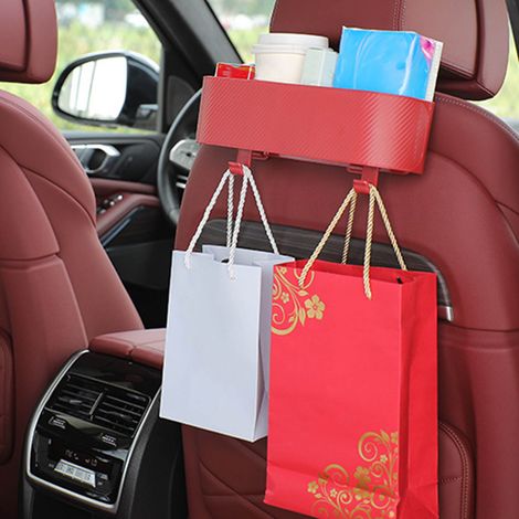 Organiseur de siège auto avec porte-gobelet, accroche appuie-tête, rangement suspendu multifonction pour voiture, boîte de coffre de dossier, rouge (1/5)