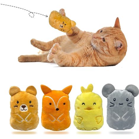 4pc Katzenspielzeug- Niedliches interaktives Katzenspielzeug aus Plüsch, Weiches Katzenkissen (1/5)