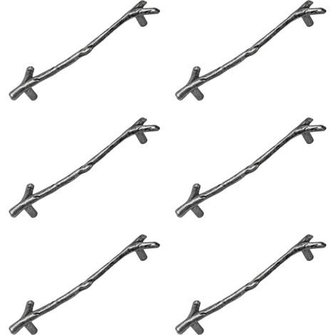 Juego de 6 tiradores con forma de rama, de aleación de zinc, estilo vintage, para cocina, armario o mueble. (1/5)