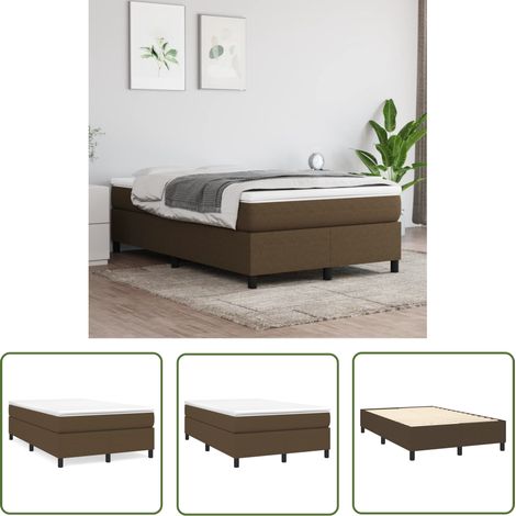 The Living Store Cadre de lit sans matelas marron foncé 120x200 cm tissu - Cadre De Lit - Lit Double - Lit En Tissu - Lit Design - Literie (1/5)