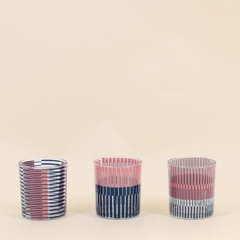 Lot de 3 photophores en verre imprimé