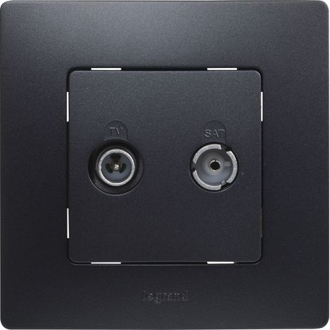 Enchufe TV Legrand 396496 en Color Negro. Enchufe o toma para televisión, radio, satélite intermedia de la gama Niloé monoblock, mecanismo completo. (1/4)