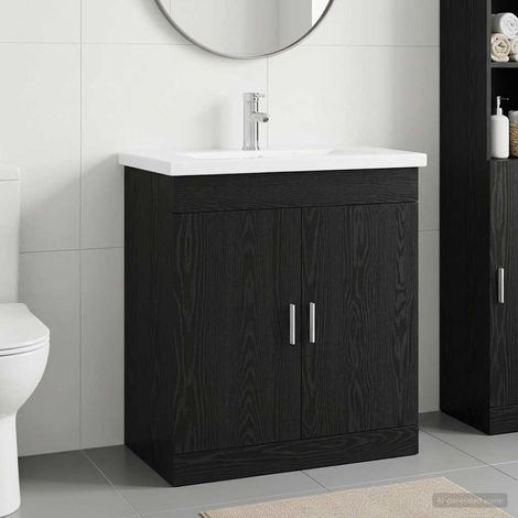 vidaXL Badezimmermöbel-Set Schwarze Eiche 81 x 40 x 84,5 cm (1/5)