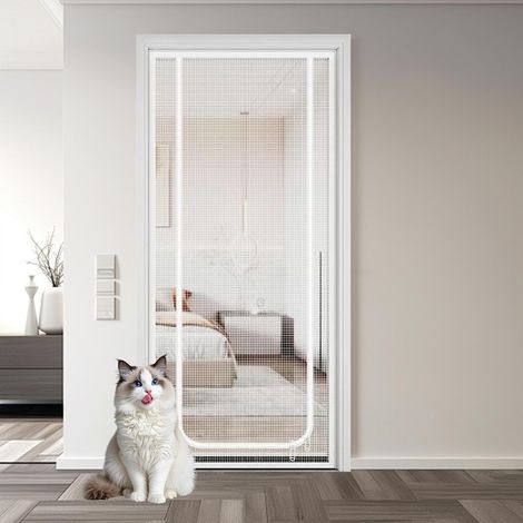 Cat screen door, mosquito net to prevent cats from running out, U-shaped anti-cat door curtain, 95200cm, white (1/5)