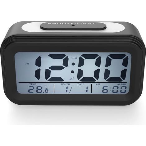 Orologio elettronico con display a LED, sveglia e sensore di oscurità, nero (1/5)