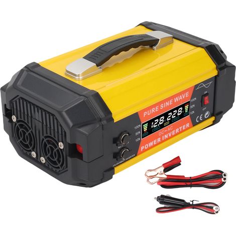 Ortviai Onduleur Sinusoïdal Pur 500 W 12 V vers 220 V avec Écran LCD, 2 Prises + 2 USB pour Voiture, Bateau, Maison et Extérieur (1/5)