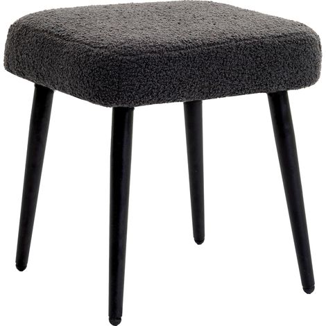 Puf reposapiés cuadrado de poliéster efecto cachemir gris oscuro con patas de acero HOMVRA (1/5)