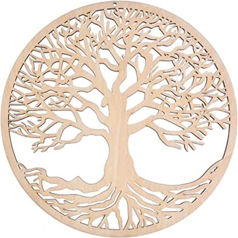 Décoration Murale Arbre De Vie - Sculpture En Bois Naturel Géométrique - Pour Intérieur Salon Chambre Bureau - 28 cm (1/5)
