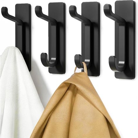 Selbstklebende Haken, 6 kg, extrem haftend und stark, schwarz, 4er-Packung (1/5)