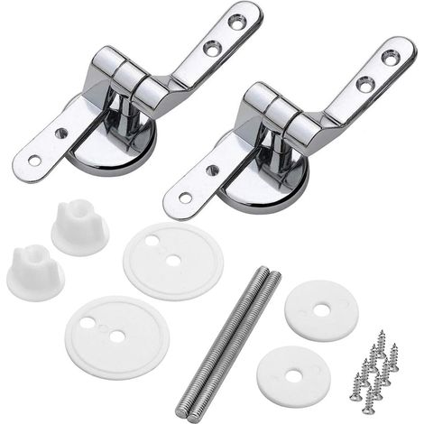 Charnières de siège de toilette Paire de pièces de rechange finies en alliage Cache-pot Bois Résine MDF - Raccords inclus (1/5)