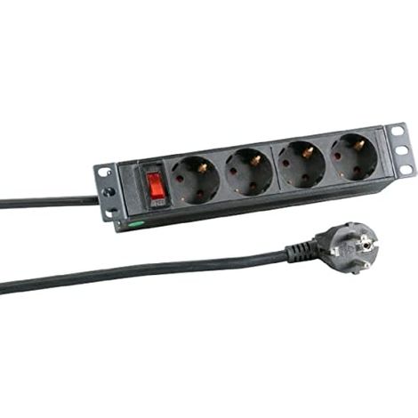 EFB BLOC MULTIPRISE 10'' 1HE 4 X CEE 7/3 AVEC INTERRUPTEUR, ALUMINIUM, GRIS EK631DE.11GR