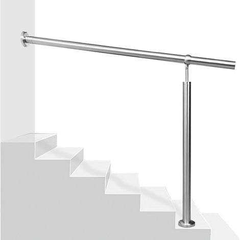 Jiubiaz Ringhiera per scale in acciaio inox 100 x 90 cm, corrimano argento da parete