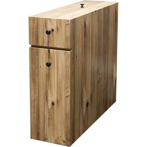 Dmora - Badezimmermöbel Dmagon, Badezimmerschrank, Mehrzweckschrank, Hängeschrank mit Spiegel, 20x60h55 cm, Eiche