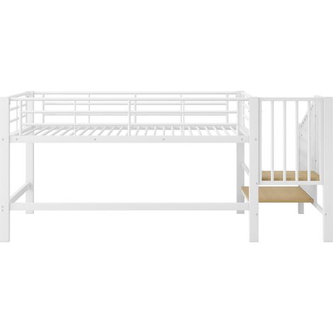 Halbhohes Hochbett 90 x 200 cm mit Stauraumtreppe, weiß (1/5)