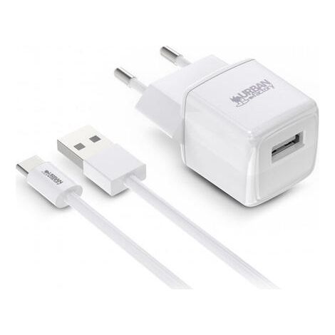 Cargador de Pared + Cable USB-C Urban Factory PSC25UF Blanco 12 W (1/2)