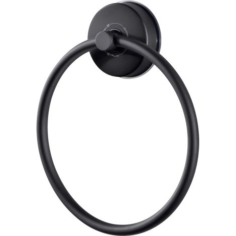 Porte Serviettes Douche Ventouse Salle de Bain Anneau Porte-Serviettes Noir INOX Support Serviette Ventouse sans Percage Charge 5KG Porte Torchon Rond Cuisine Accroche Serviette Ventouse Mural