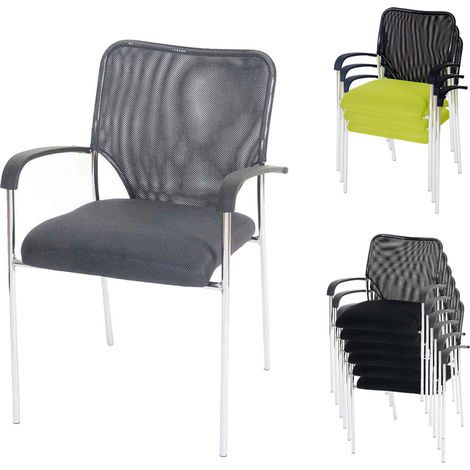 Lot de 12 chaises de conférence / visiteur Tulsa, empilable, tissu siège gris, dossier gris (1/5)