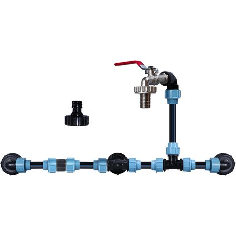 Kit De Connexion Ibc 3 Réservoirs Set Raccord Ibc En Parallèle Pour Cuves Ibc 1000l Et Tonneaux De Pluie Robinet Laiton Col De Cygne (1/4)