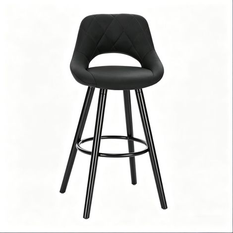 Tabouret de bar confortable avec assise en tissu et pieds en bois massif, hauteur d'assise 68 cm, design ergonomique (1/5)