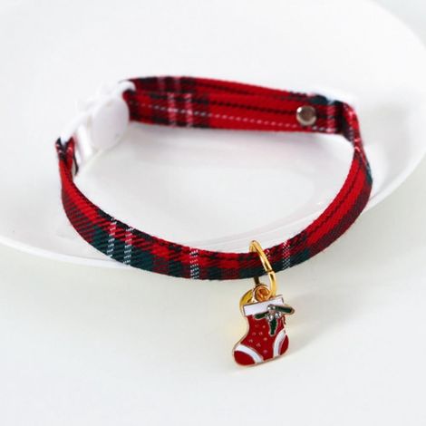 Collier Pour Chat - Nylon Réglable Avec Clochette Et Pendentif De Noël - Pour Chats - 17 À 32 cm (1/4)