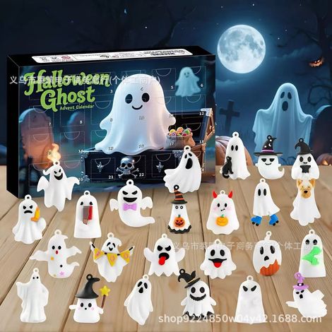 New Arrival: 24 Days Ghost Advent Calendar - Halloween Ghost Countdown Blind Box - Flat Ghost Blind Box Design -