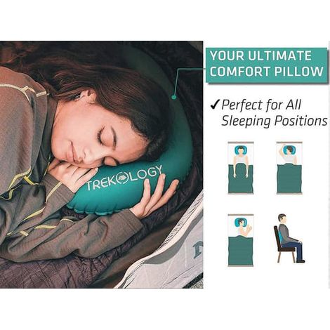 Ultralätt Uppblåsbar Resekudde för Camping - Komprimerbar Kompakt Bekväm Ergonomisk Uppblåsbar Kudde - gris vert