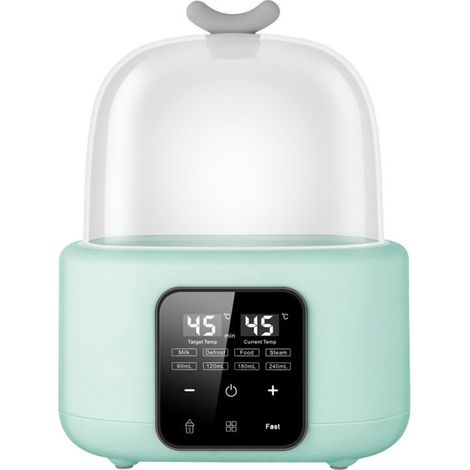 6 en 1 Chauffe Biberon, Stérilisateur Biberon, Chauffe-Biberons avec Brosse et Clip, Chauffe Biberon Multifonction, Réchauffeur Rapide pour Aliments pour Bébés et Dégivrage, Arrêt Automatique vert