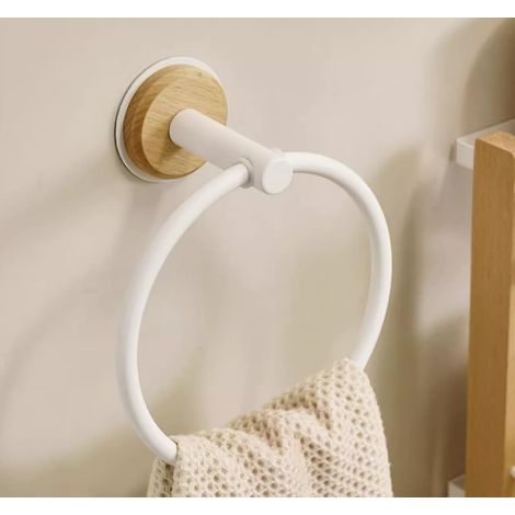 Anneau Porte-Serviettes Rétro Porte-Serviettes Mural Accessoires de Toilette Salle de Bain, Blanc