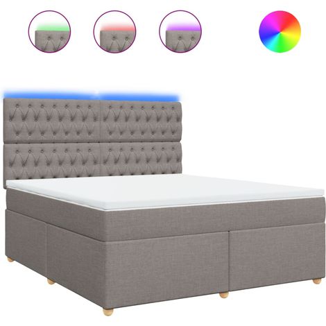 Lit double Lit adulte Sommier à lattes de lit avec matelas Taupe 180x200 cm Tissu (1/5)